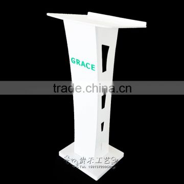 2015 manufacturer modern acrylic podium, white color lectern speech podium