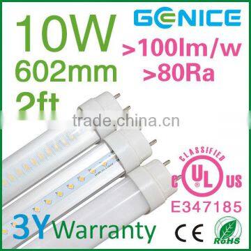 LED tube light 10w 2ft replace old FPL 18w CRI>80Ra f PF>0.90 with factory price