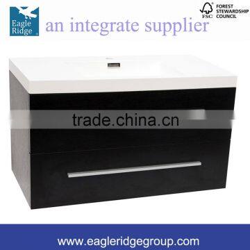 2-Drawers Vanity, Wall Hung Vanity, Black Grain Bathroom Vanity K900BL