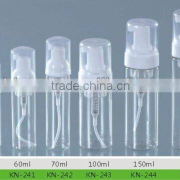 50ml/60ml/70ml/150ml/200mlTransparent PET cosmetic foam pump bottle/ foaming pump bottle
