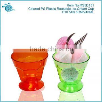 Colored PS Plastic Reusable Ice Cream Cup