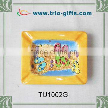 TU1002G square shape souvenir indoor decor ceramic ashtray