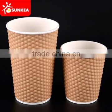 16oz disposable custom printed diamond kraft paper coffee cup