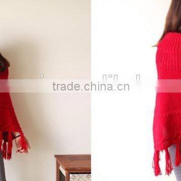 100% cashmere knitted poncho for 5 ways wearing