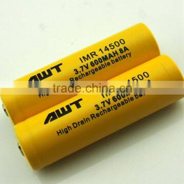 Good Performance AWT 14500 li-ion battery 600mah 3.7v icr 14500 li-ion 6v lithium battery