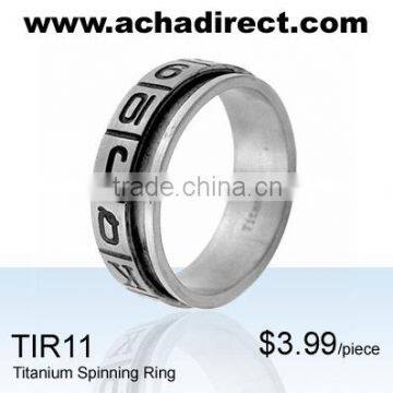 "titanium Spinner Ring With Numbers and letters-High Polish