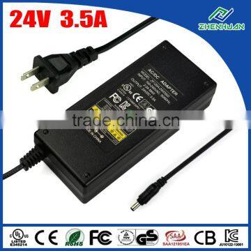 84W switch mode power supply 24V 3.5A AC/DC power adapter with UL #E345214