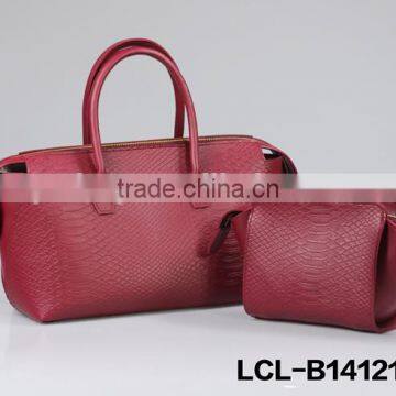 LCL-B1412125-L Shining Pvc pu bi Color Customized Fashion Lady Travel Weekend Tote Hand Bag