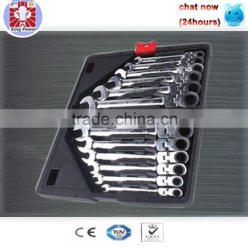 High Quality Flexible head ratchet combination wrench chromevanadium&canbon steel