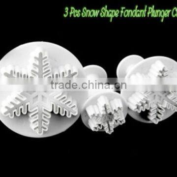 3 Pcs Snow Shape Fondant Plunger Cutter