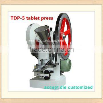 Mold customized accepted TDP-5 single punch tablet press pill press