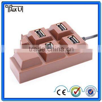 Top grade chocolate shape computer fast charger 4 port usb hub 2.0 USB hub