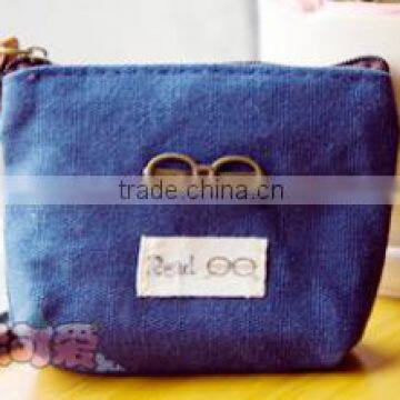 Korean Retrostyle Canvas Coin Bag/coin Purse With Metal Decorate photo-4