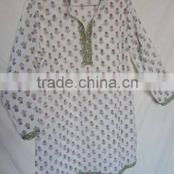 Ladies Block Printed Top, Indian Summer Tunics