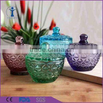 Wholesale home use colorful beautiful glass flavor bowl with cap