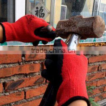 10guage Red Cotton Black Latex Wrinkle Coated Gloves photo-2