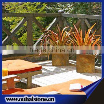 Fancy life flower container rusty slate stone colorful plant pot