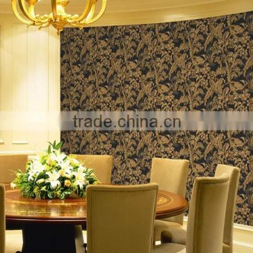 Elegant and rich antiquity PVC 3d office grass cloth wallpaper