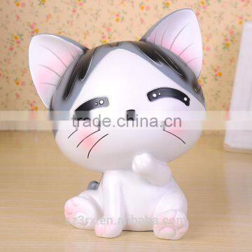 custom cute cat resin statue/resin cat coin bank statue/polyresin cat statue manufacturer in china