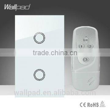 Factory Wallpad LED White Tempered Glass 110~250V US/Australia Standard 2 gang Digital Remote Control Touch Light On Off Switch