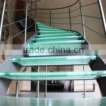 Steel Structure Curved Glass Stairs or Glass Helical Staircase photo-3