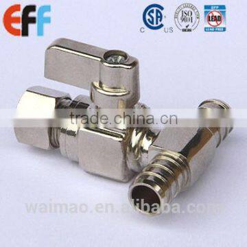 1/4"-- 5/8" 3 way Tee Mini Ball Valve PEX and PEX and OD Comp.with certificated