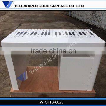 Beauty appearance white office table, man made marble office table