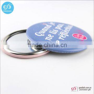 Top quality fashion promotional gift round tinplate metal mirror