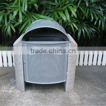 Metal and cement stone garbage bin outdoor garbage bin