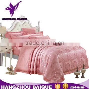 Home Use Luxury Pink Rose Duvet Cover Jacquard Bedding Set