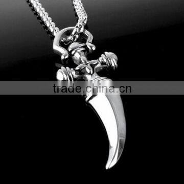 Fashion unisex's black silver tone stainless steel cross knife pendant