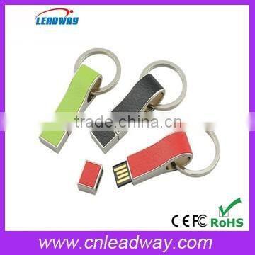 leather usb flash drive new design usb memory disk with key chain and company logo 128MB-64GB