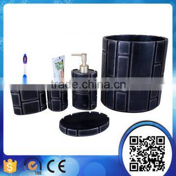 China high quality hotel square decorative metal effect black bathroom accessories set