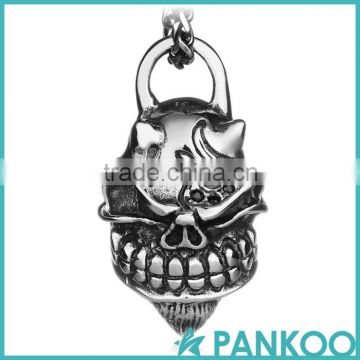 Vintage Stainless Steel Spider Skull Pendant Mens Necklace