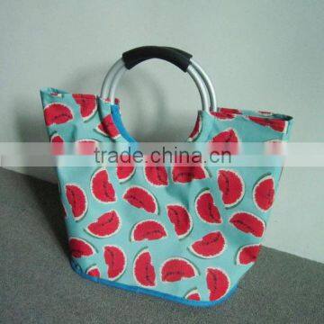 Cheap shopping bags,Promotional Print Logo Aluminum 600D Polyester Shopping Bag