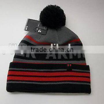 high quality knit beanie hats with top ball custom