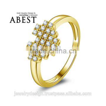 Big Heart 10K Yellow Gold Micro Pave Setting Simple Wedding Ring Lady's Fashion Jewelry Ring