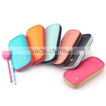 Candy Color Pencil CasePortable Multifunction Solid Color Pencil Box Pouch Fashion Pencil Bag Free Shipping