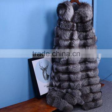 2016 New Design Real Luxurious Long Style Fox Fur Vest for Elegant Women