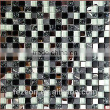 Hot sale metal stainless steel crystal tile glass mosaic