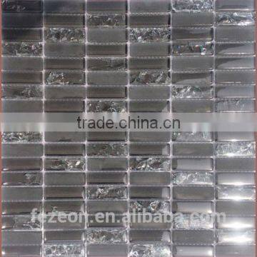 Crackle Crystal Glass Mosaic Gray Subway Tile