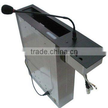 New design motorized flat computer lift with desktop socket box for audiovisual system