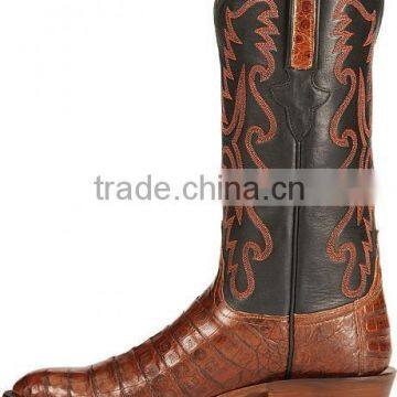 Black Brown Cowgirl&cowboy Genuine Leather Western Caiman Ultra Belly Boots Wholesale photo-4