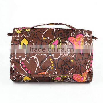 210D Nylon Plaid Floral Printing Toiletry Cosmetic Bag With Hanger photo-6