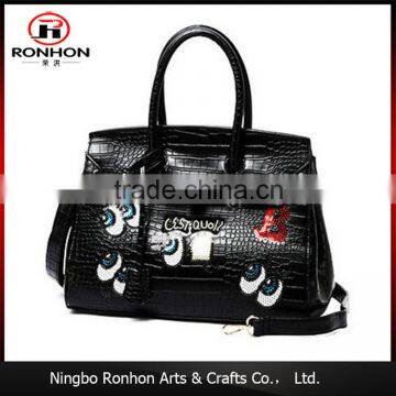 Most popular products china Black embroidery leather bag from alibaba shop