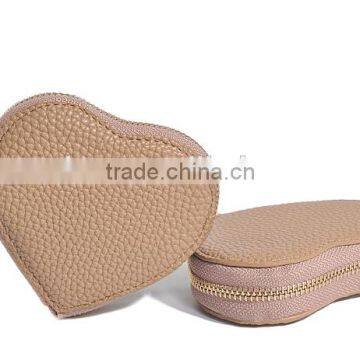 Khaki PU Coin Purse Mini Size Heart Shape Coin Case for Lady photo-4