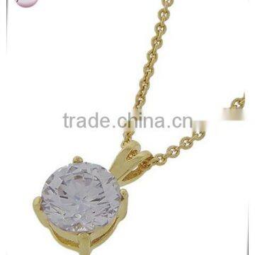 Gold Tone Lt. Lavender Cubic Zirconia Pendant Necklace