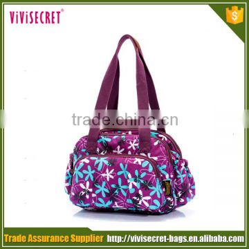 2016 Summer latest leisure nylon exquisite handbags with purple flowers