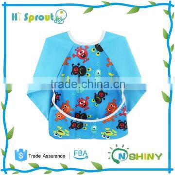 Nice Blue and Cute Design Baby Bib with Sleeves