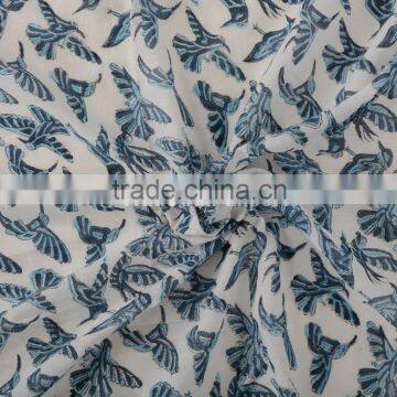 Ethnic Block Print Fabric By Yard Cotton Voile For Upholstery Bird Print Sanganeri Throw